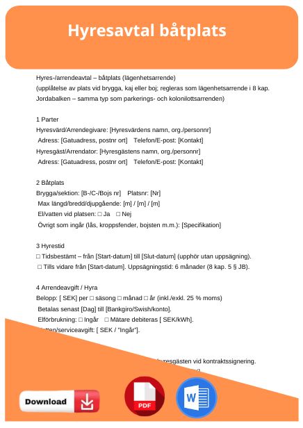 mall hyresavtal båtplats