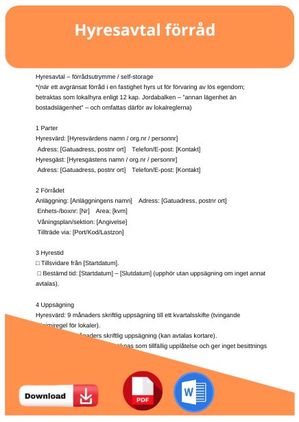 mall hyresavtal förråd