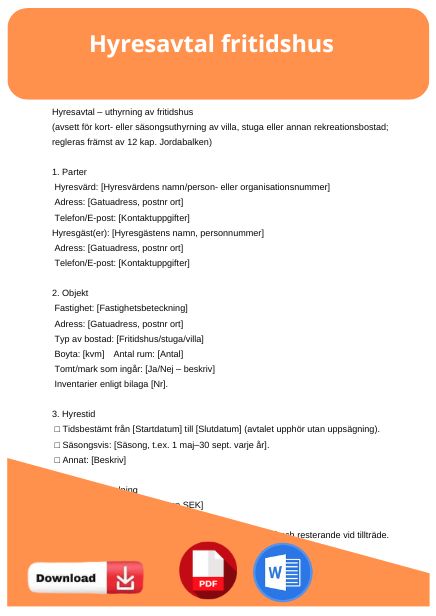 mall hyresavtal fritidshus