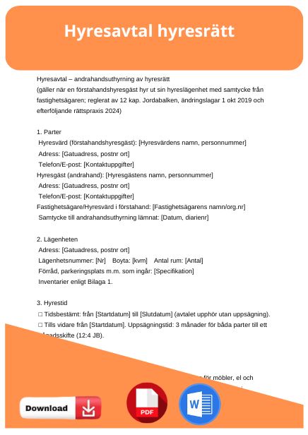 mall hyresavtal hyresrätt