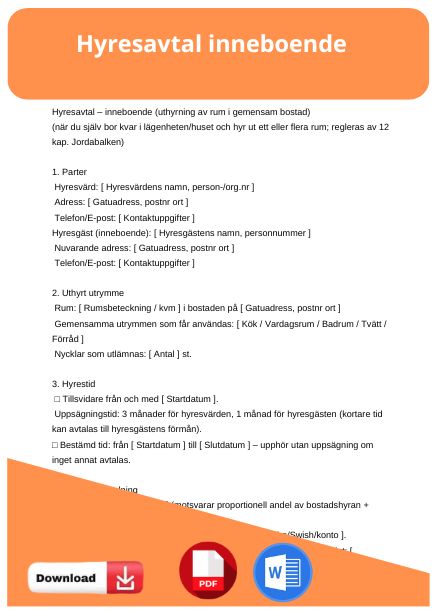 mall hyresavtal inneboende