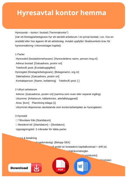 mall hyresavtal kontor hemma