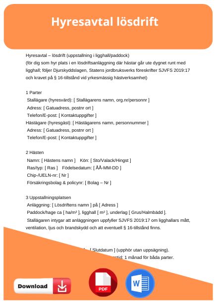 mall hyresavtal lösdrift