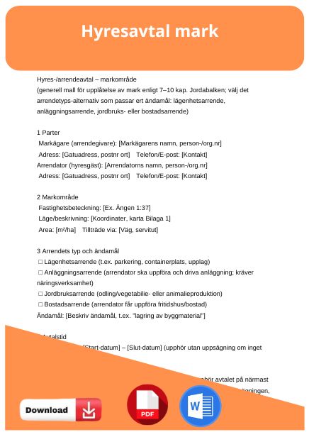 mall hyresavtal mark