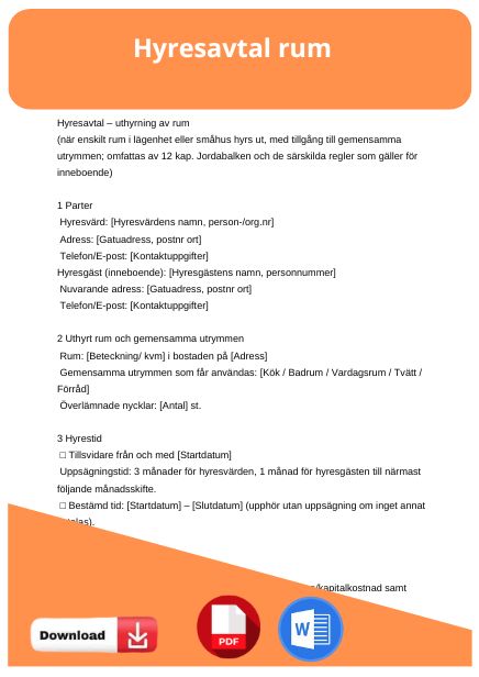 mall hyresavtal rum