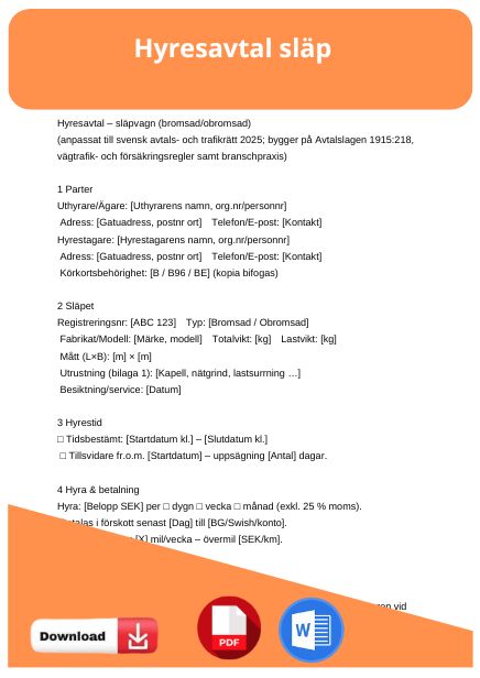 mall hyresavtal släp