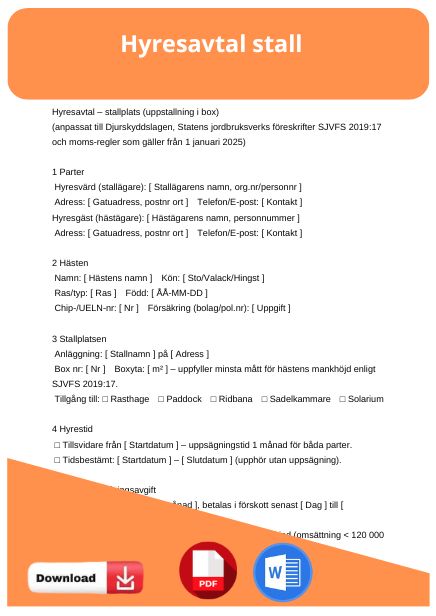 mall hyresavtal stall