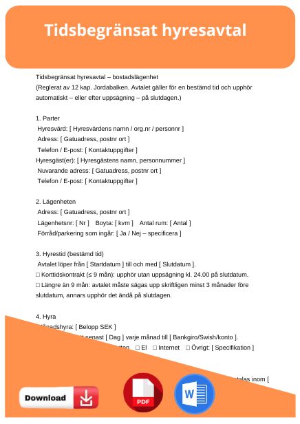 mall tidsbegränsat hyresavtal